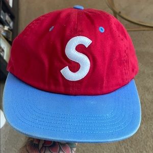 supreme s logo hat with leather strap